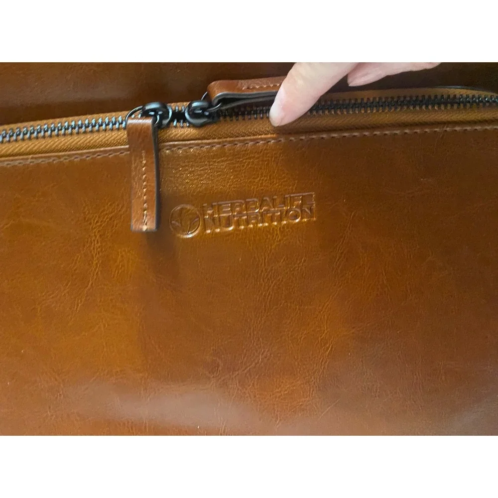 Herbalife Nutrition Backpack Unisex Large Cognac Brown Excellent Faux Leather